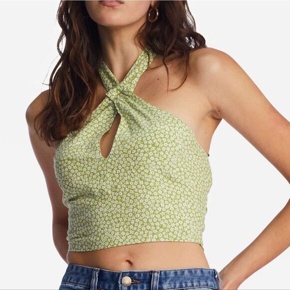 Billabong Retro Wave Halter Fliral Crop Top NWOT - Picture 1 of 7